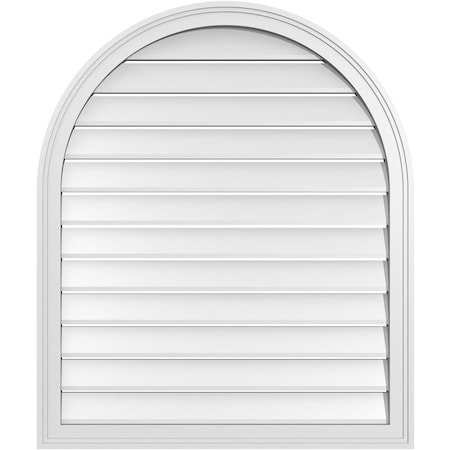 Ekena Millwork Round Top Surface Mount PVC Gable Vent: Functional, w/ 2"W x 1-1/2"P Brickmould Frame, 32"W x 38"H GVPRT32X3802SF